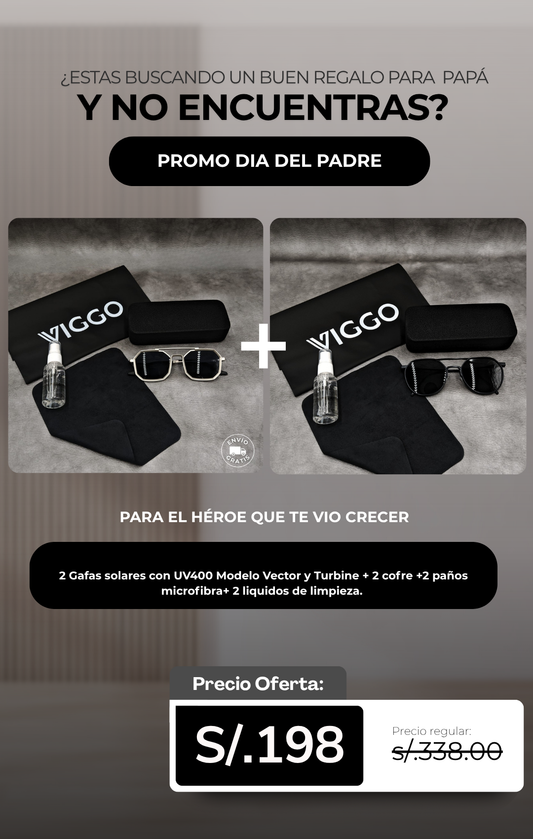 PROMO DIA DEL PADRE/ 02 GAFAS SOLARES (TURBINE + VECTOR) CON SUS ACCESORIOS